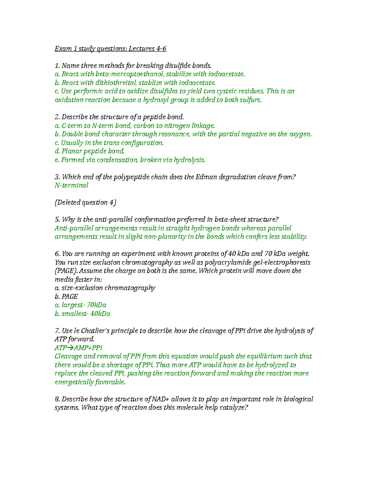 Chemistry 101: Exam 1 Study Questions and Key Concepts - Studocu