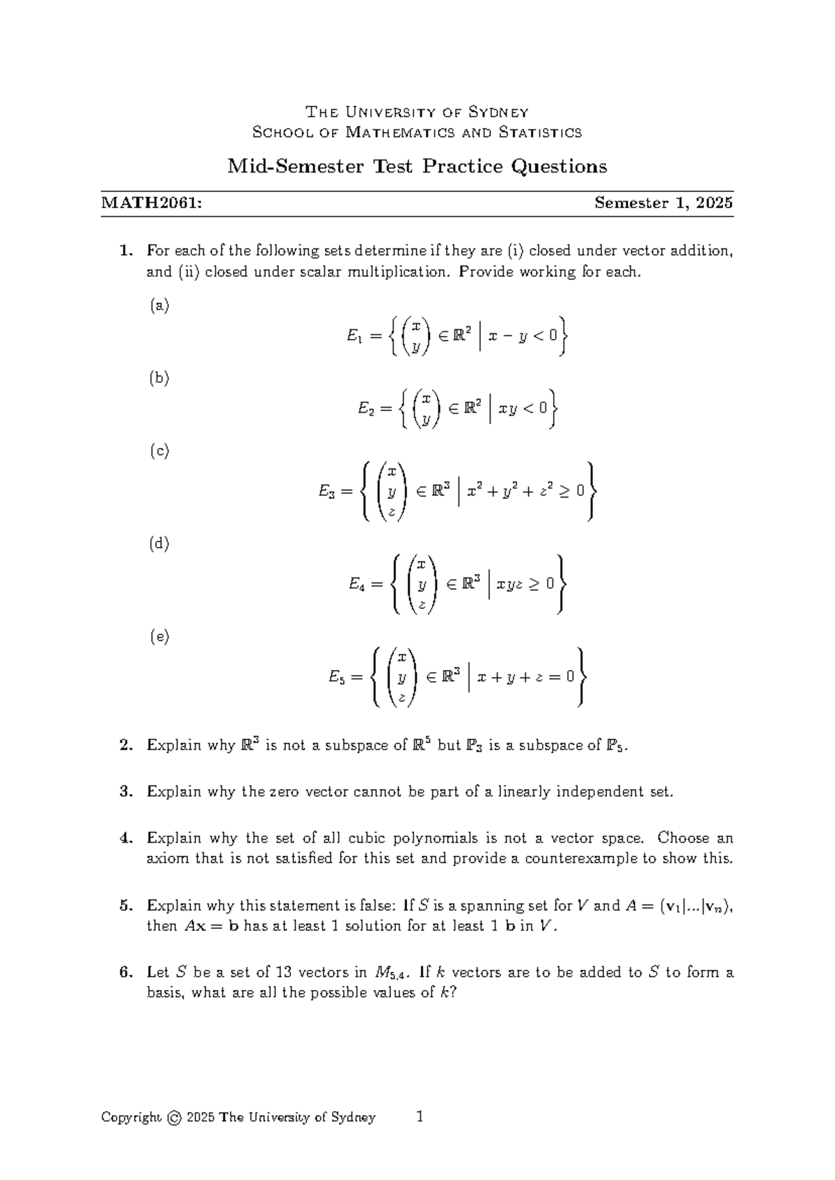 MATH2061: Midsemester test practice questions and solutions - Studocu