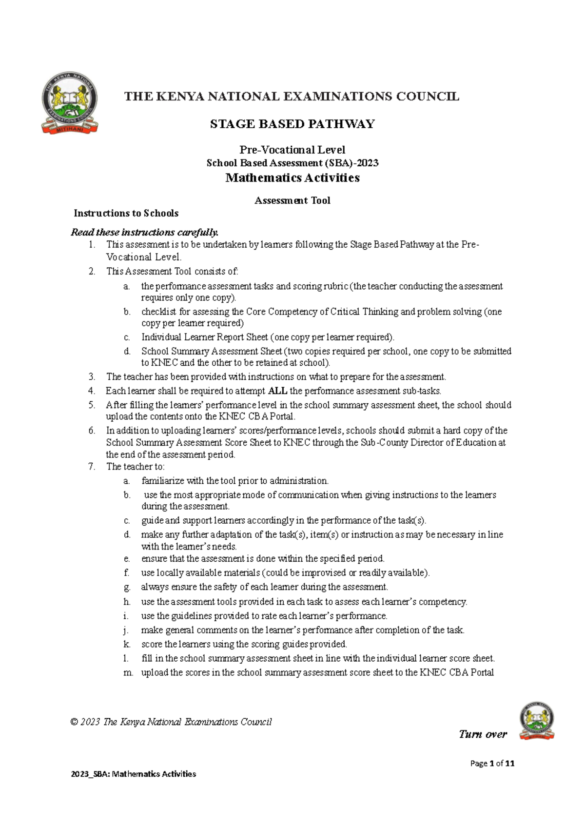 MAT 1 20231001223053676 Pre-Vocational Math SBA Assessment Guide - Studocu