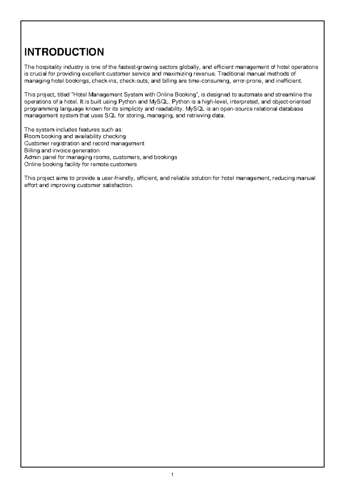 Hotel Management System Project (Final) - Studocu