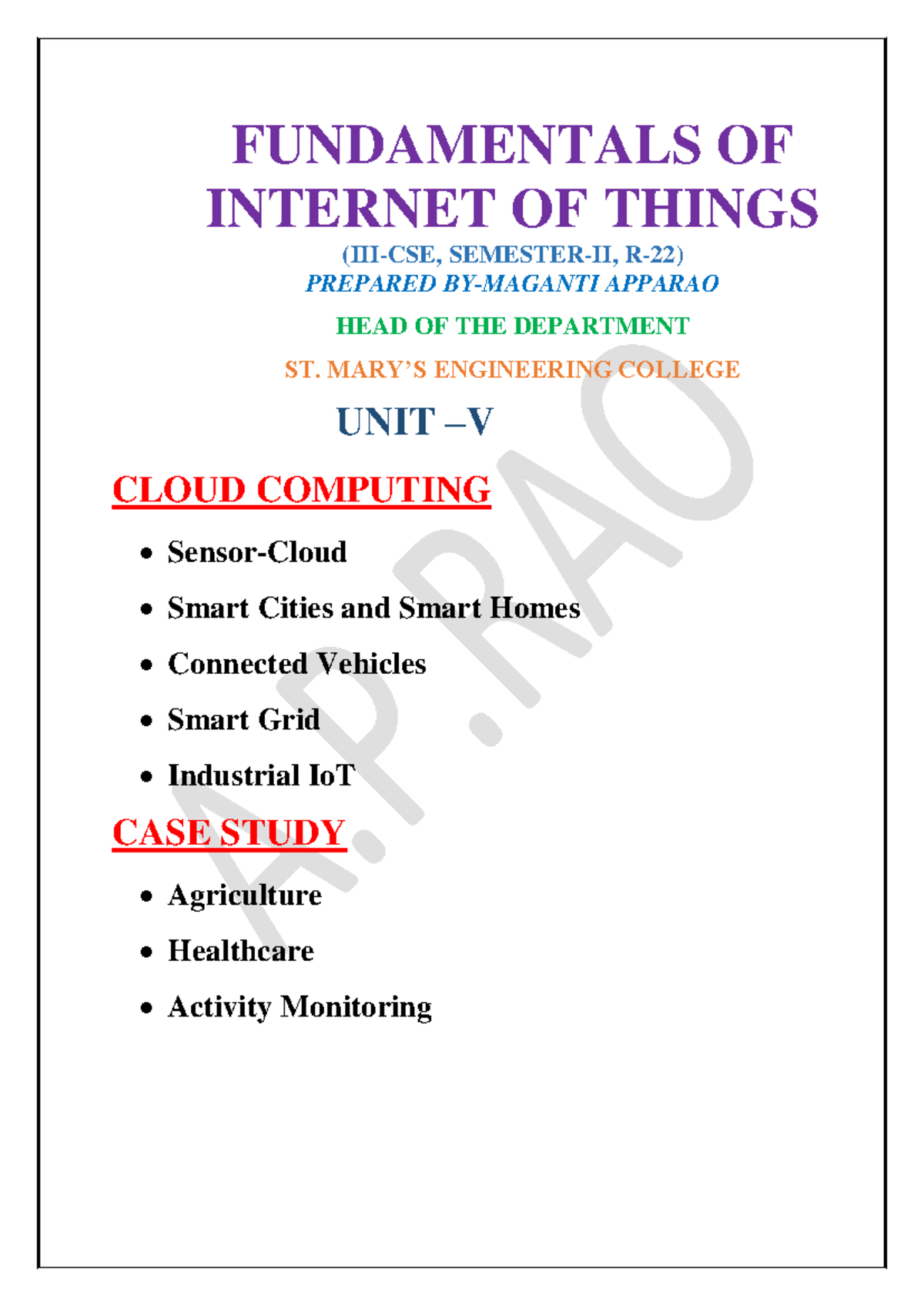 UNIT-5: IoT and Cloud Computing in Smart Cities, Vehicles, and Grids ...