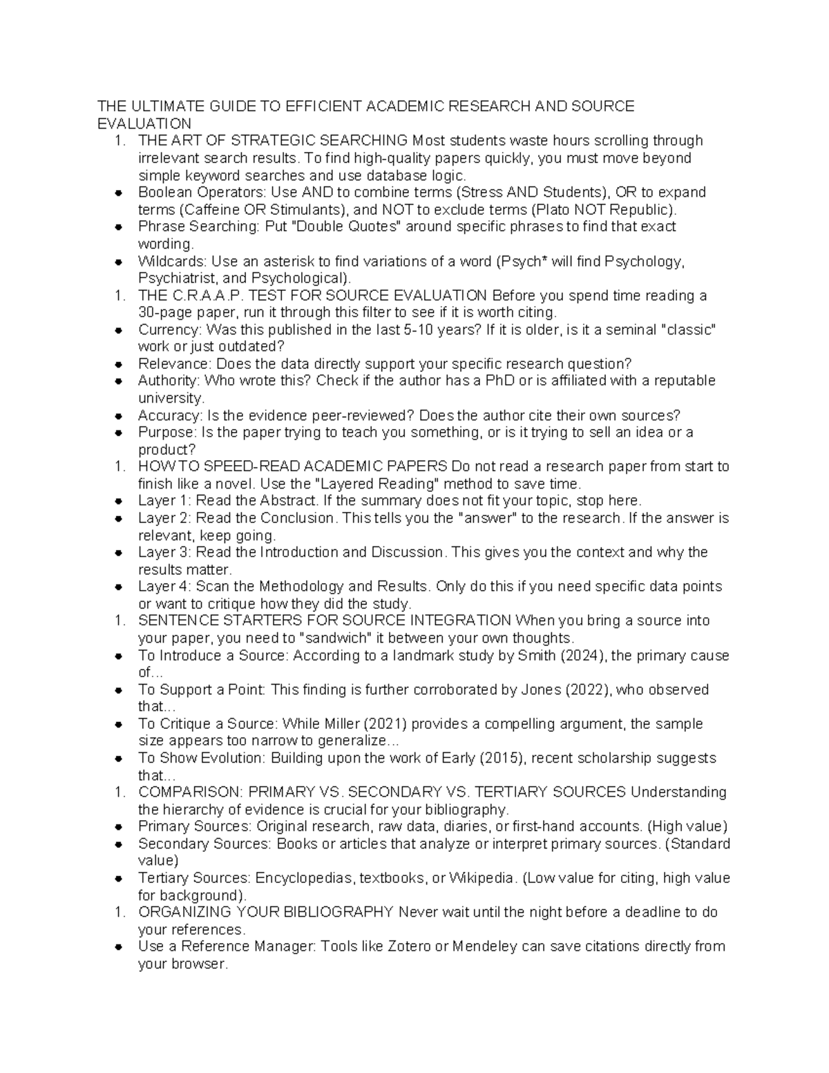 Guide to Efficient Academic Research & Source Evaluation - Studocu