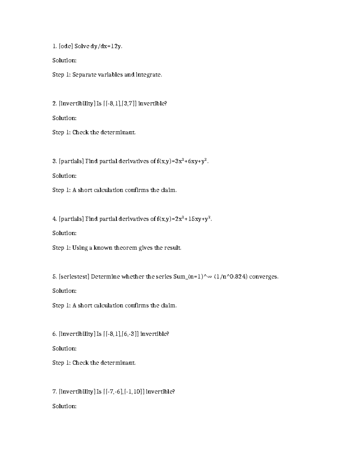 Math 1124 307 - Math 1149 444: Solutions to Key Problems - Studocu