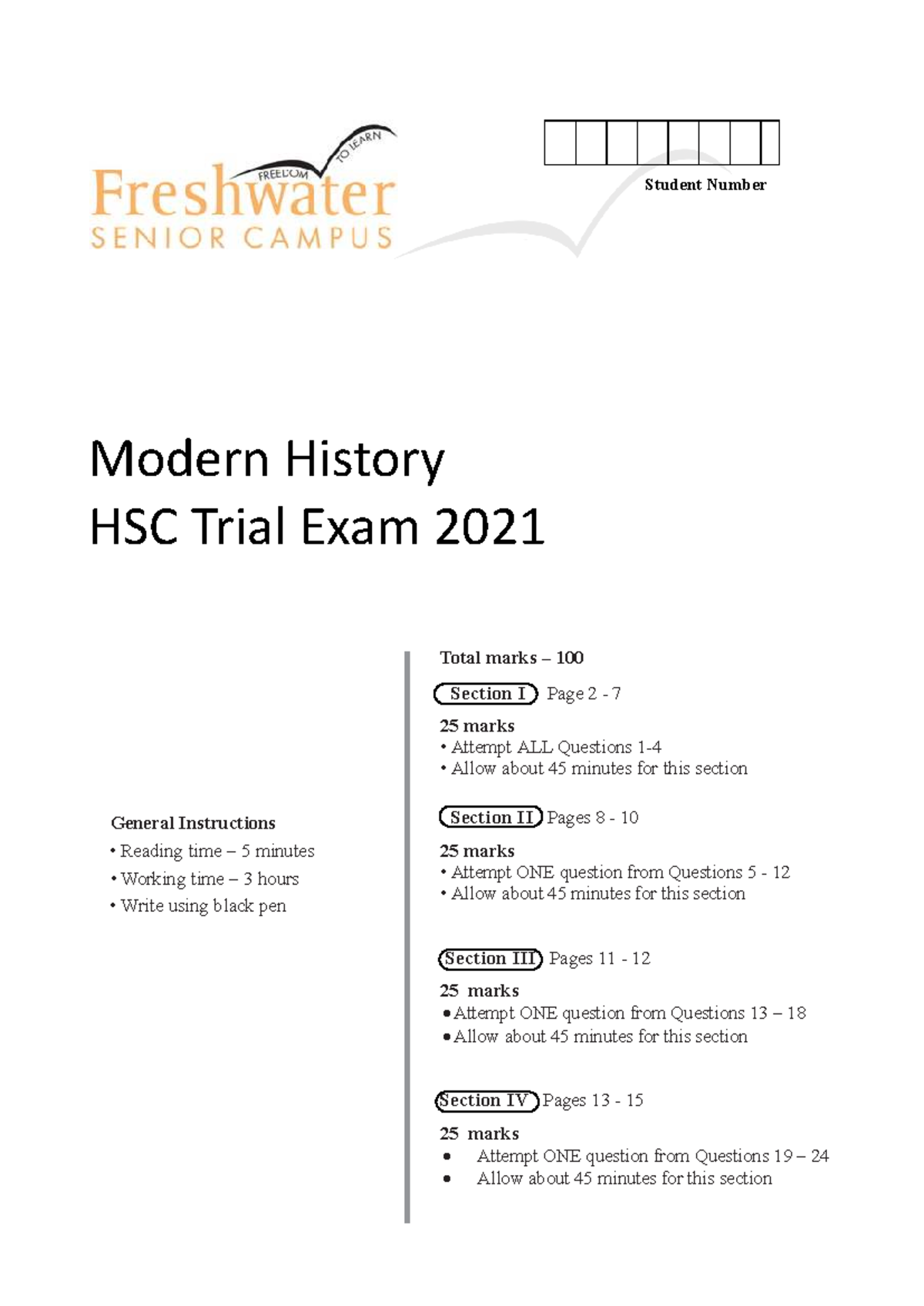 2021 Modern History HSC Trial Exam: Comprehensive Review Guide - Studocu