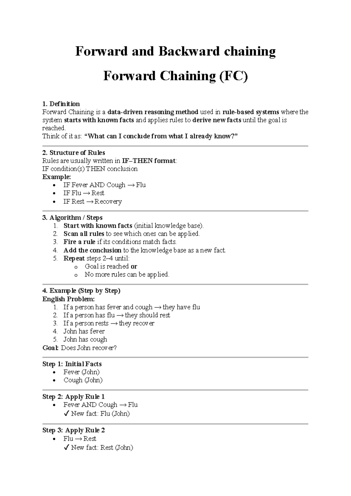 Forward and Backward Chaining: Concepts and Examples - Studocu