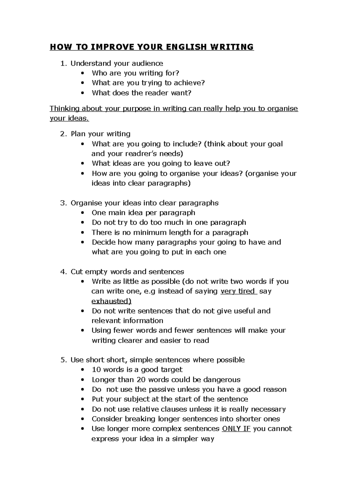 Improving English Writing Skills: Tips and Techniques for Clarity - Studocu