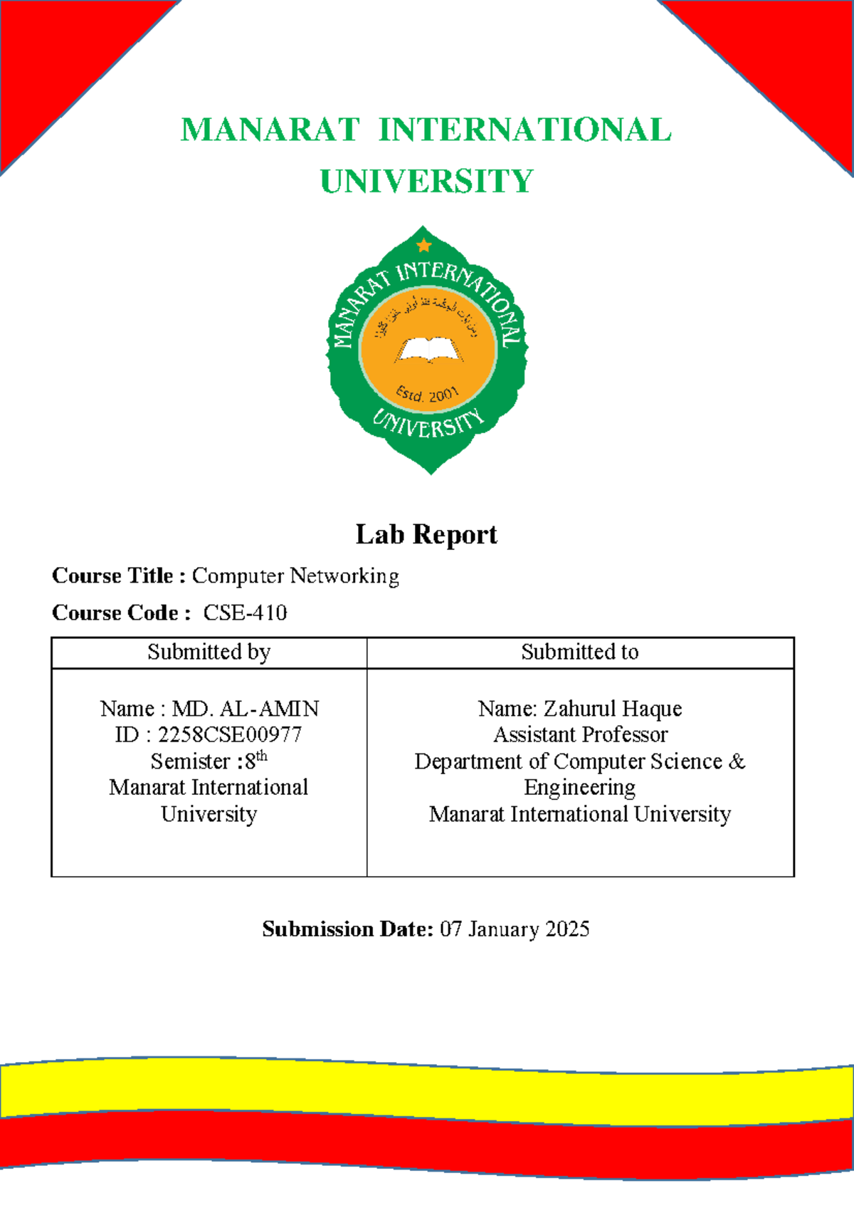 CSE-410 Final Lab Report on Computer Networking Configurations - Studocu