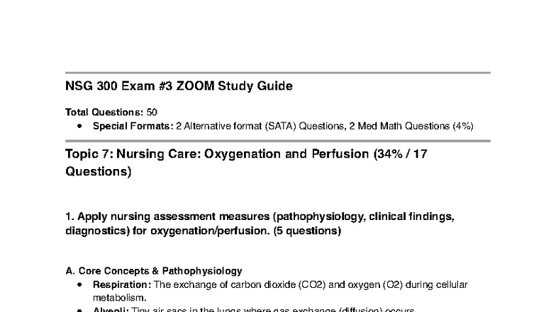 NSG 300 Exam #3 ZOOM Study Guide - NSG 300 Exam #3 ZOOM Study Guide ...