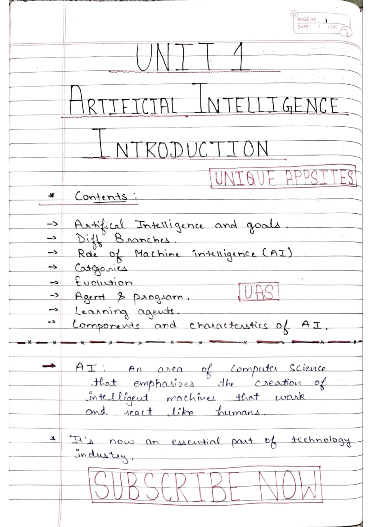 UNIT 1 AI - Quick Revision Notes on Artificial Intelligence Concepts ...