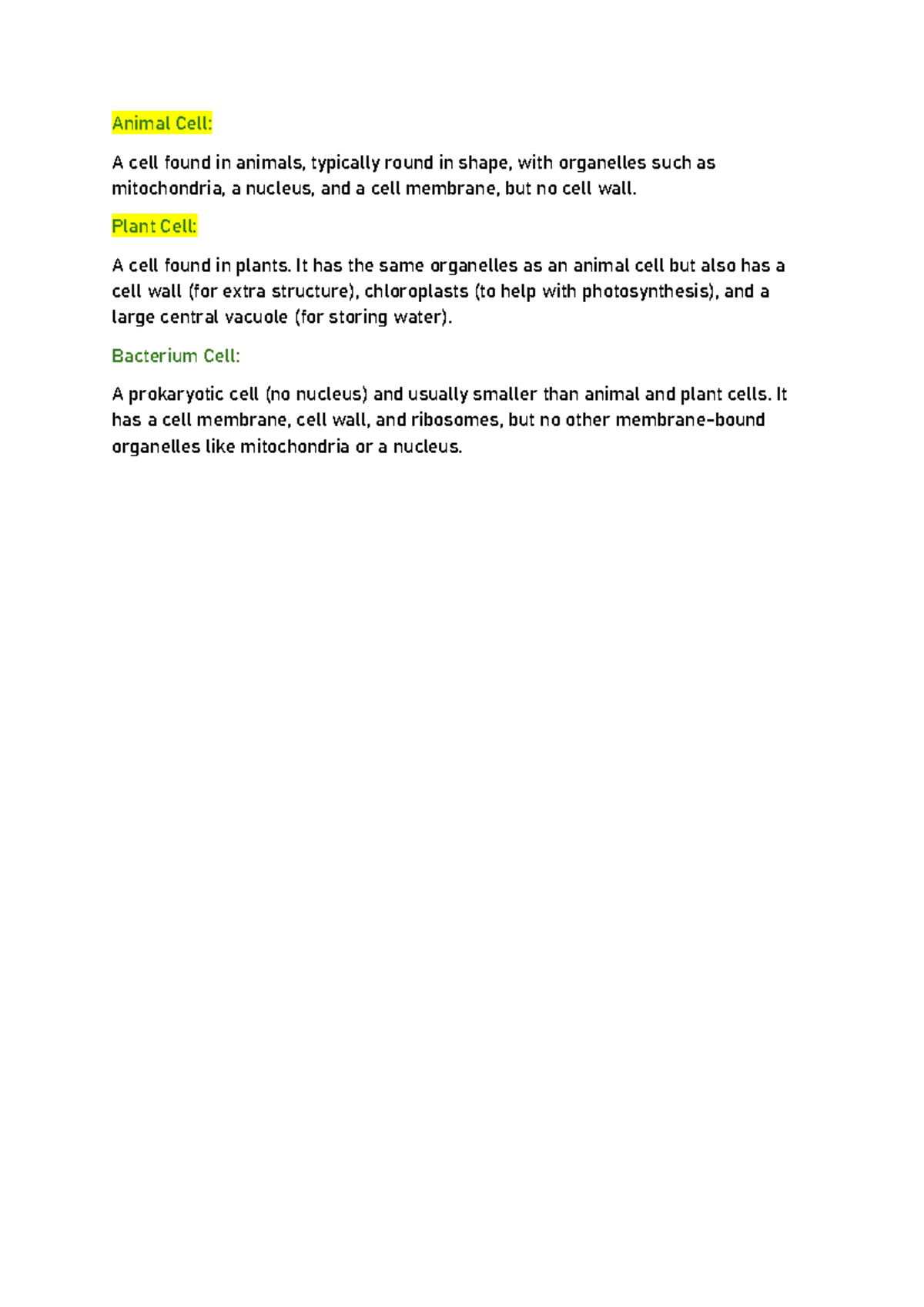 Cells - Animal Cell: A cell found in animals, typically round in shape ...