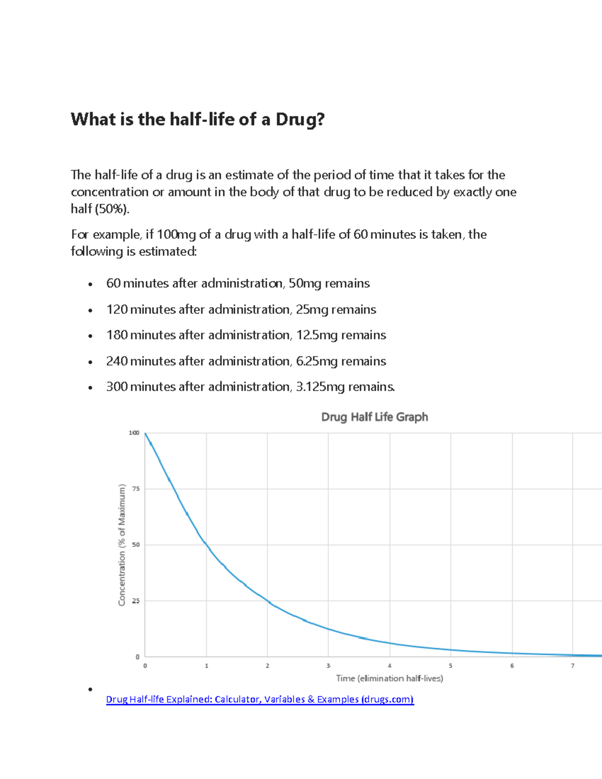 Half-Life of Drugs: Examples, Calculations & Impact on Dosing - Studocu