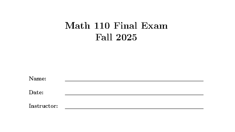 Math 110 Final Exam - Fall 2025 Comprehensive Guide - Studocu