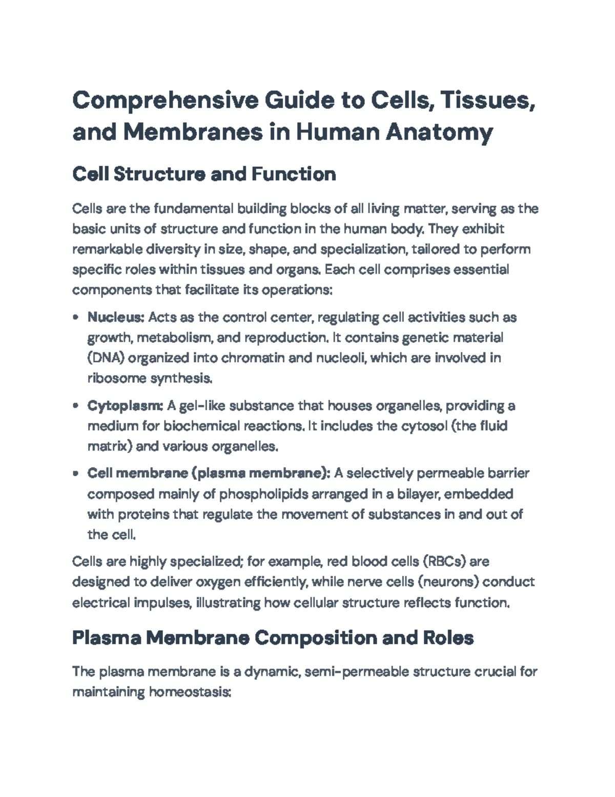 Comprehensive Guide to Cells, Tissues & Membranes in Human Anatomy ...