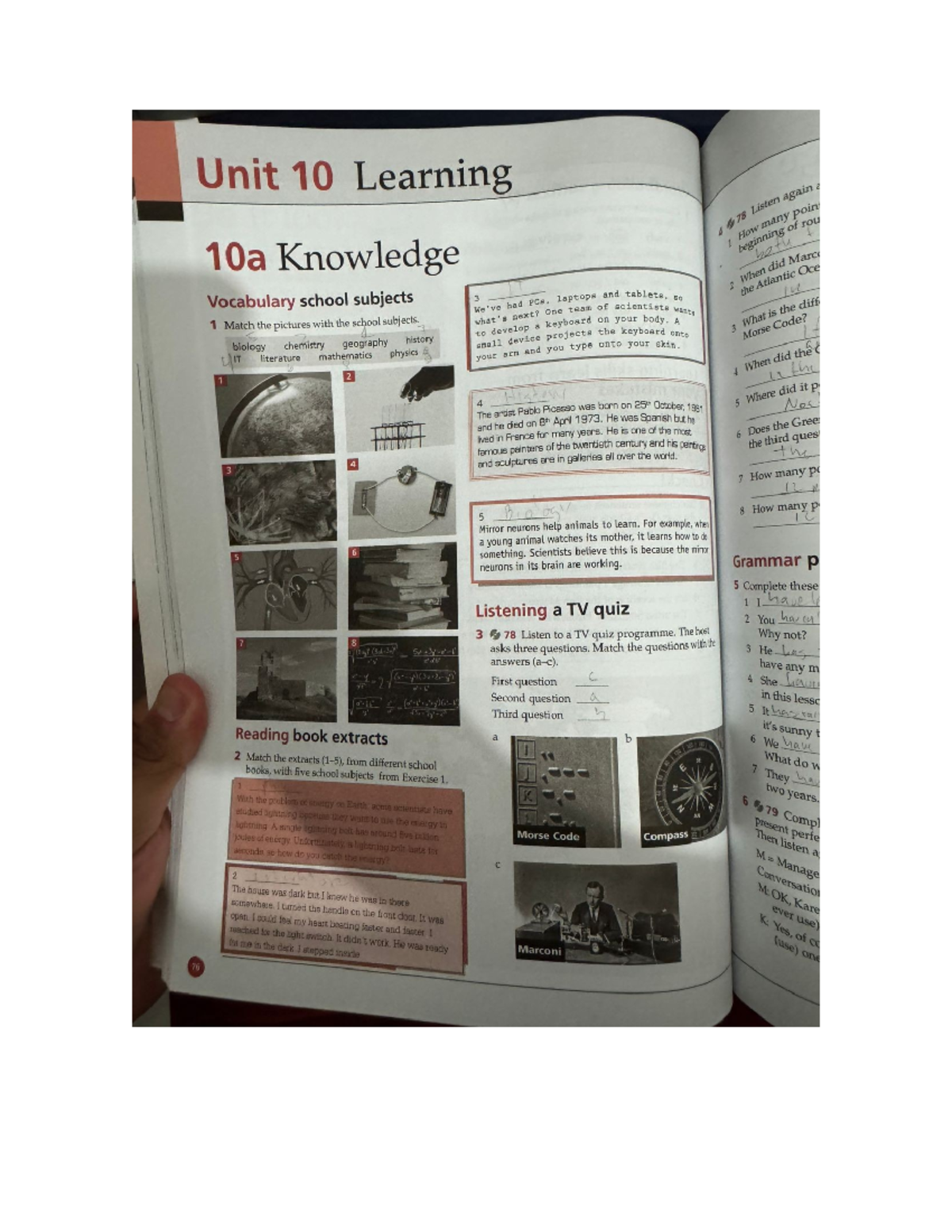 Unit 10 Learning: Vocabulary and Grammar Exercises for Homework 23 ...