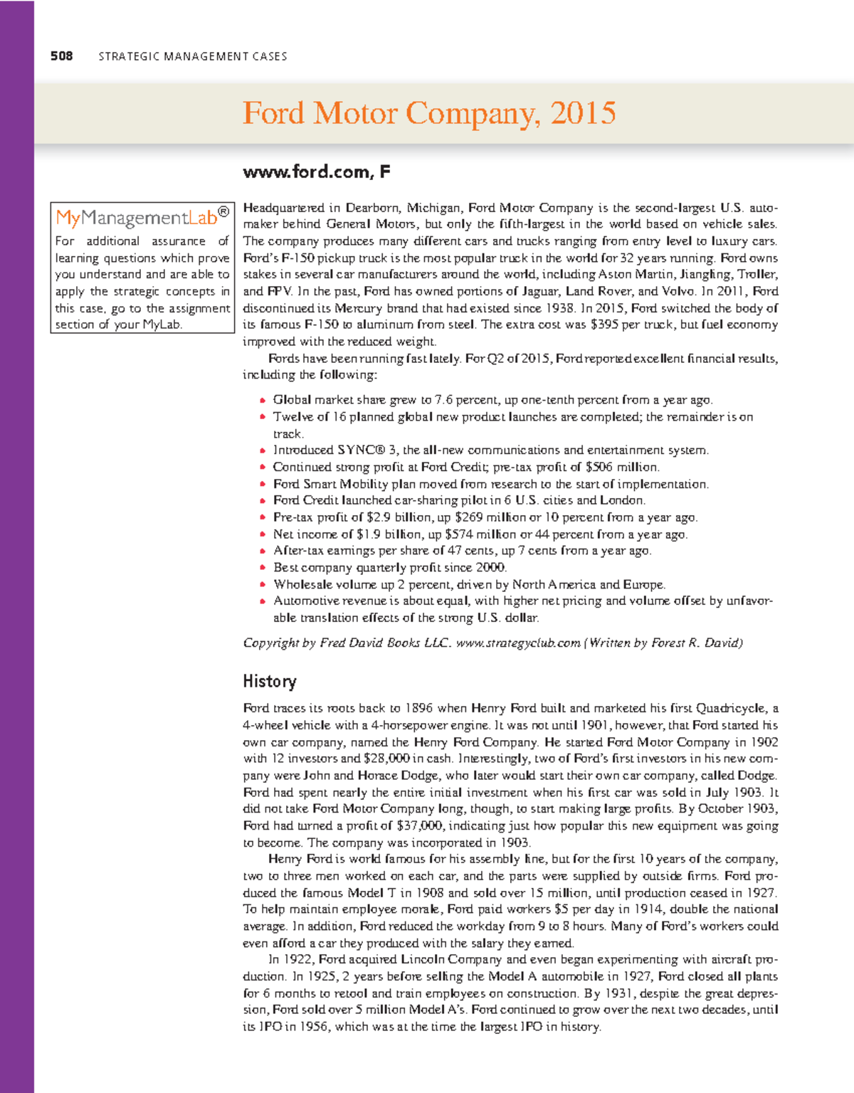 Case Study: Ford Motor Company Strategic Analysis (2015) - Studocu