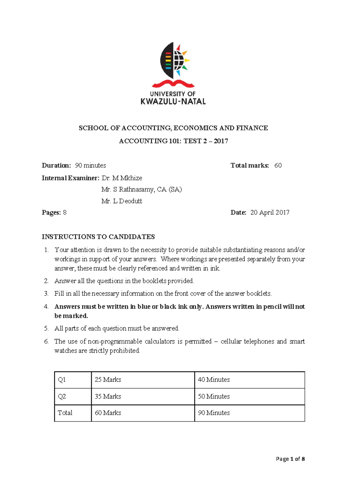 ACCOUNTING 101: 2016 MAIN EXAMINATION STUDY GUIDE - Studocu