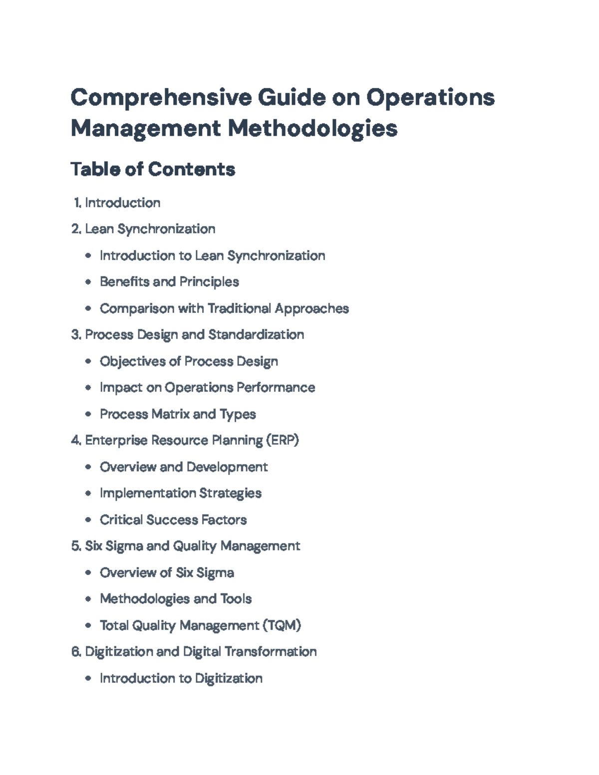 Comprehensive Guide on Operations Management Methodologies ...