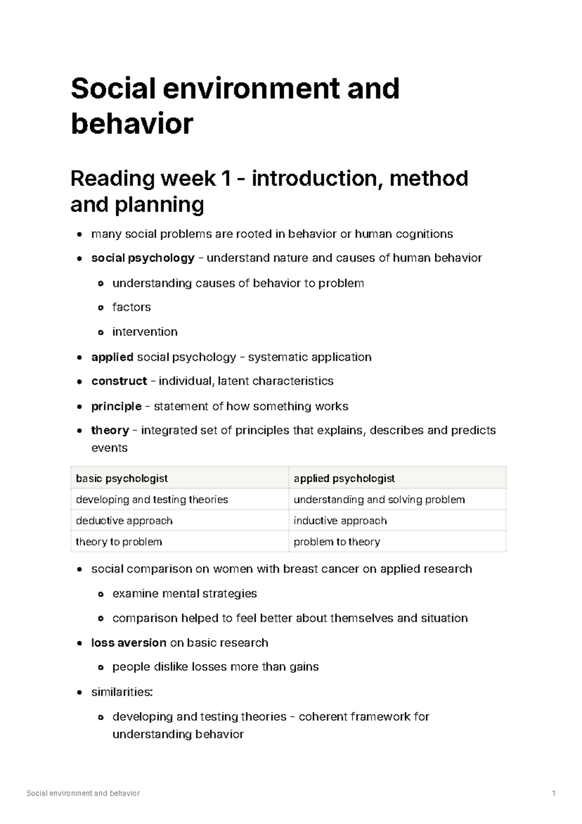 Psych 101: Summary of Lecture & Book Notes on Social Behavior - Studeersnel