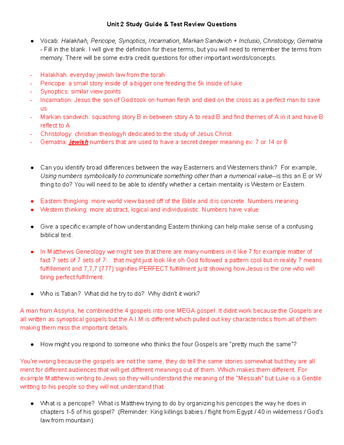 Unit 2 Study Guide & Test Review: Christian Theology Concepts - Studocu