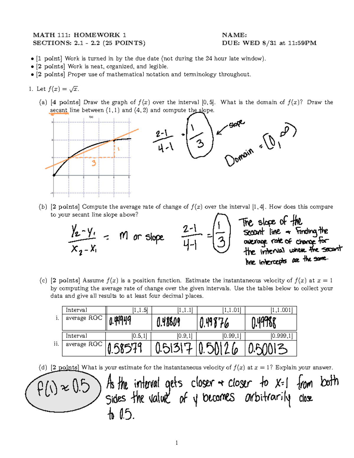 Calc 1 Homework: Problems from Sections 2.1-2.2 (MATH 111) - Studocu