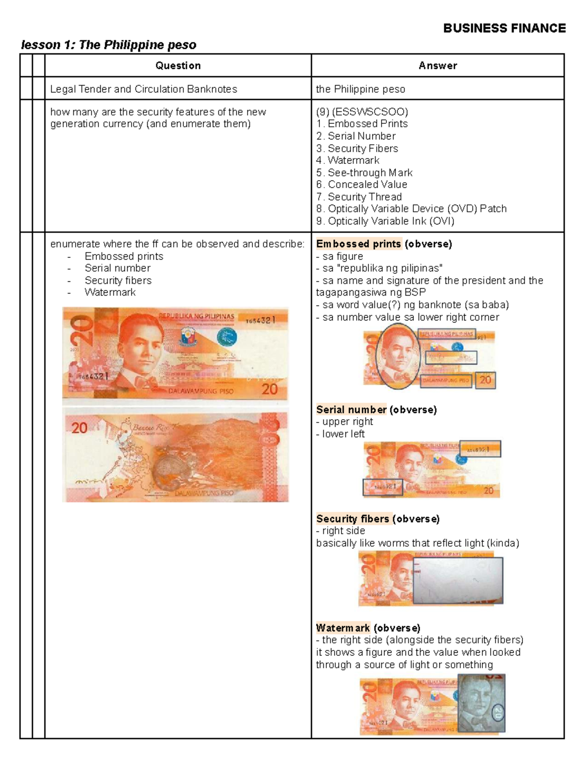 1: Security Features of Philippine Currency: A Detailed Overview - Studocu
