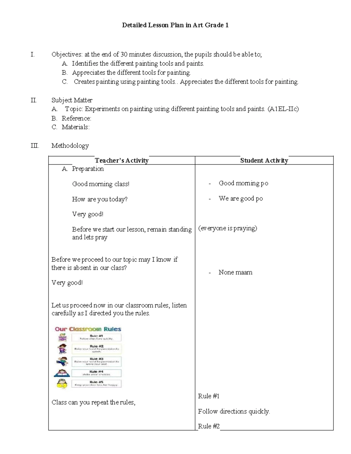 Multigrade Lesson Plan for English Grades I & II: Letters Pp & Bb - Studocu