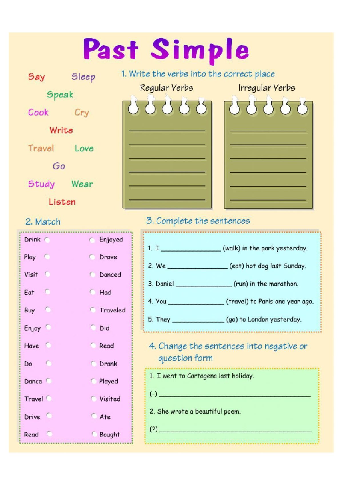 Pastsimple - Actividad integradora sobre pasado simple - Past Simple ...
