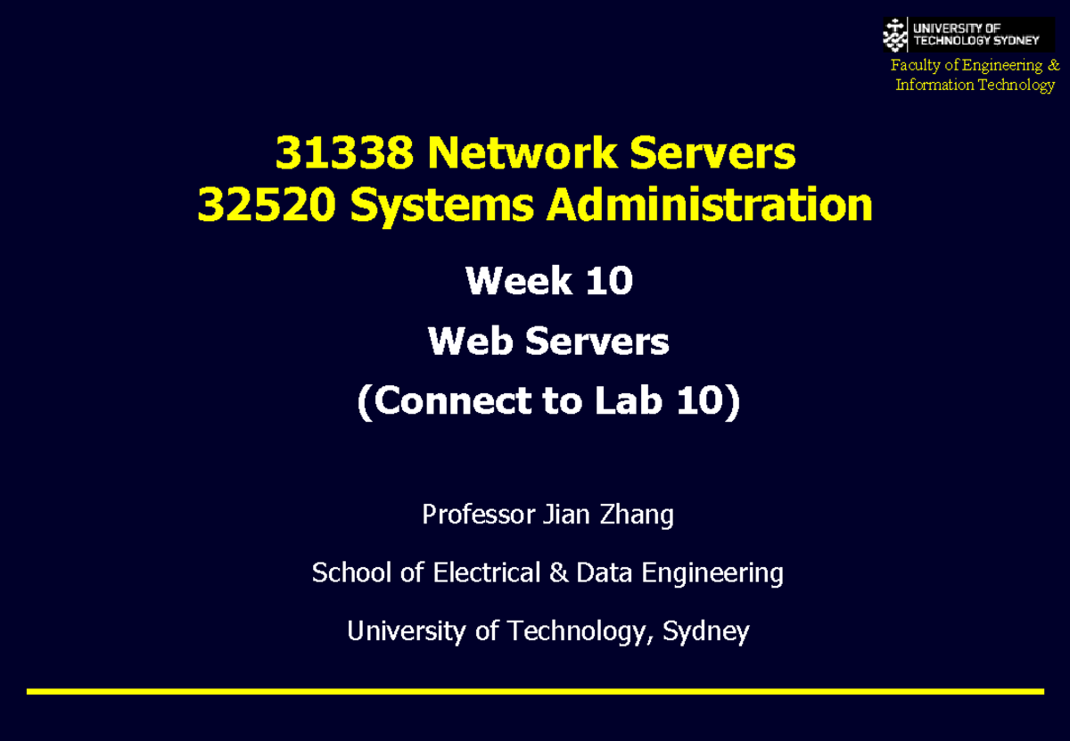 Week 10 Lecture: Web Servers Overview (IT 31338 & 32520) - Studocu