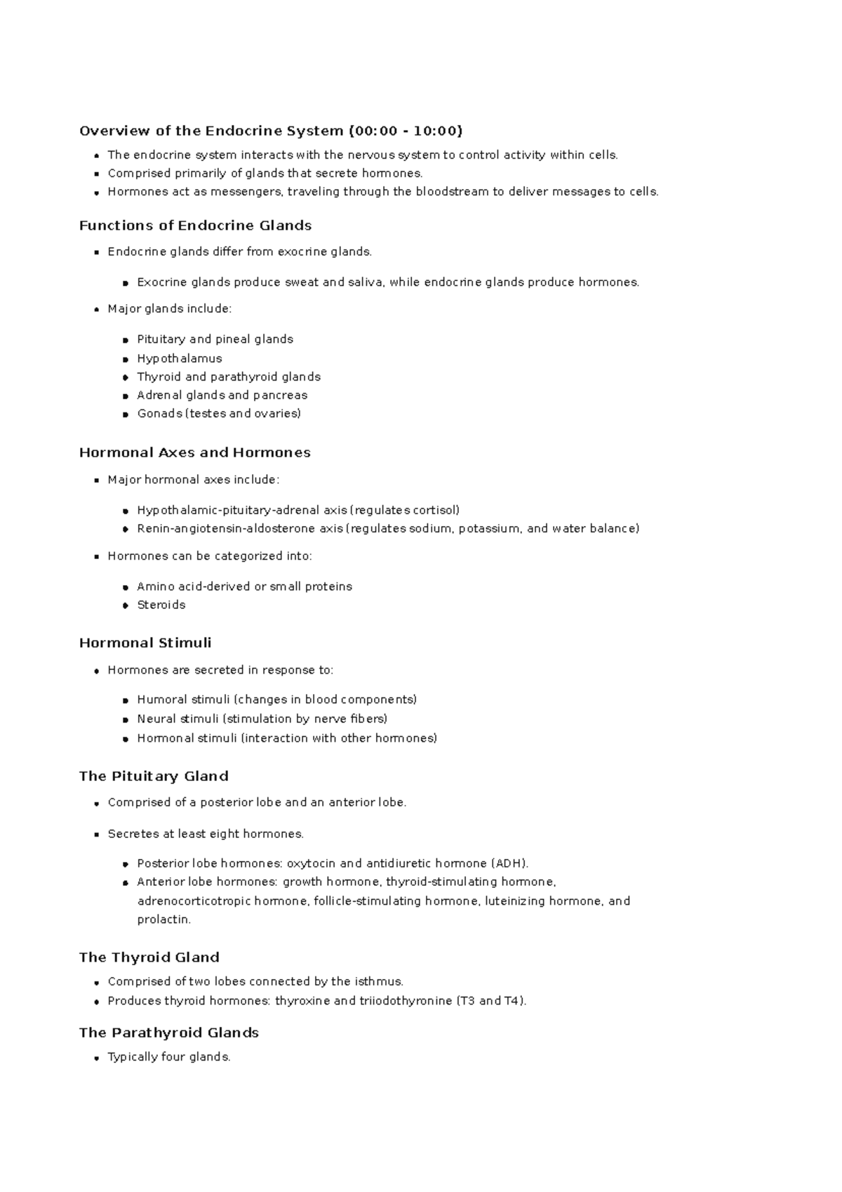 Overview of the Endocrine System (00 00 - 10 00) - Overview of the ...