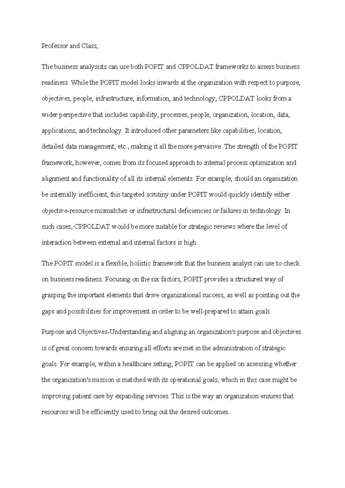 Module 8 Discussion: Analyzing POPIT and CPPOLDAT Frameworks for ...