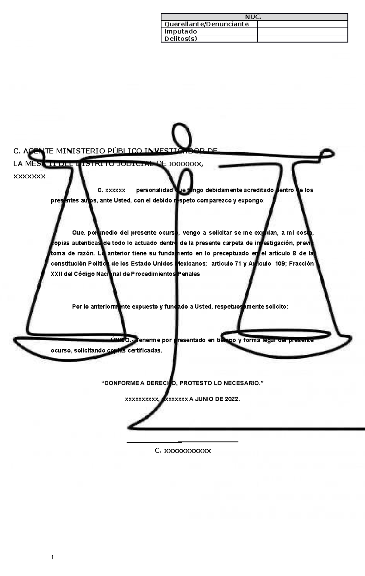 Solicitud de Copias Auténticas - Documento Legal 2022 - Studocu