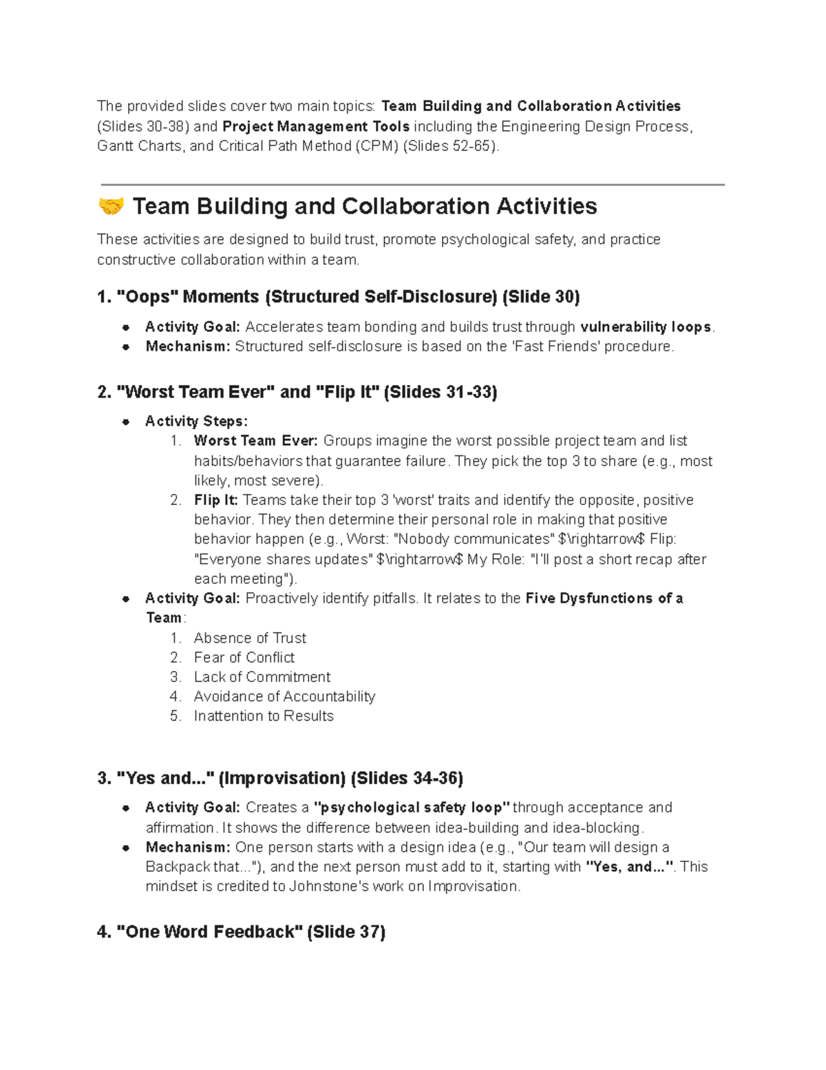 ENG1100 Team Building, Collaboration Activities & Project Management ...