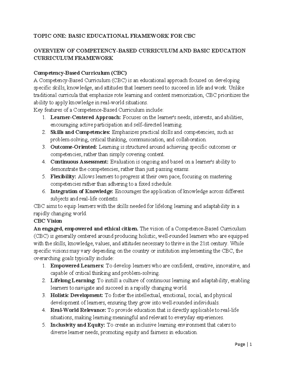 BEM1108 Fundamentals OF Competency Based Education REG MAIN - Paper One ...