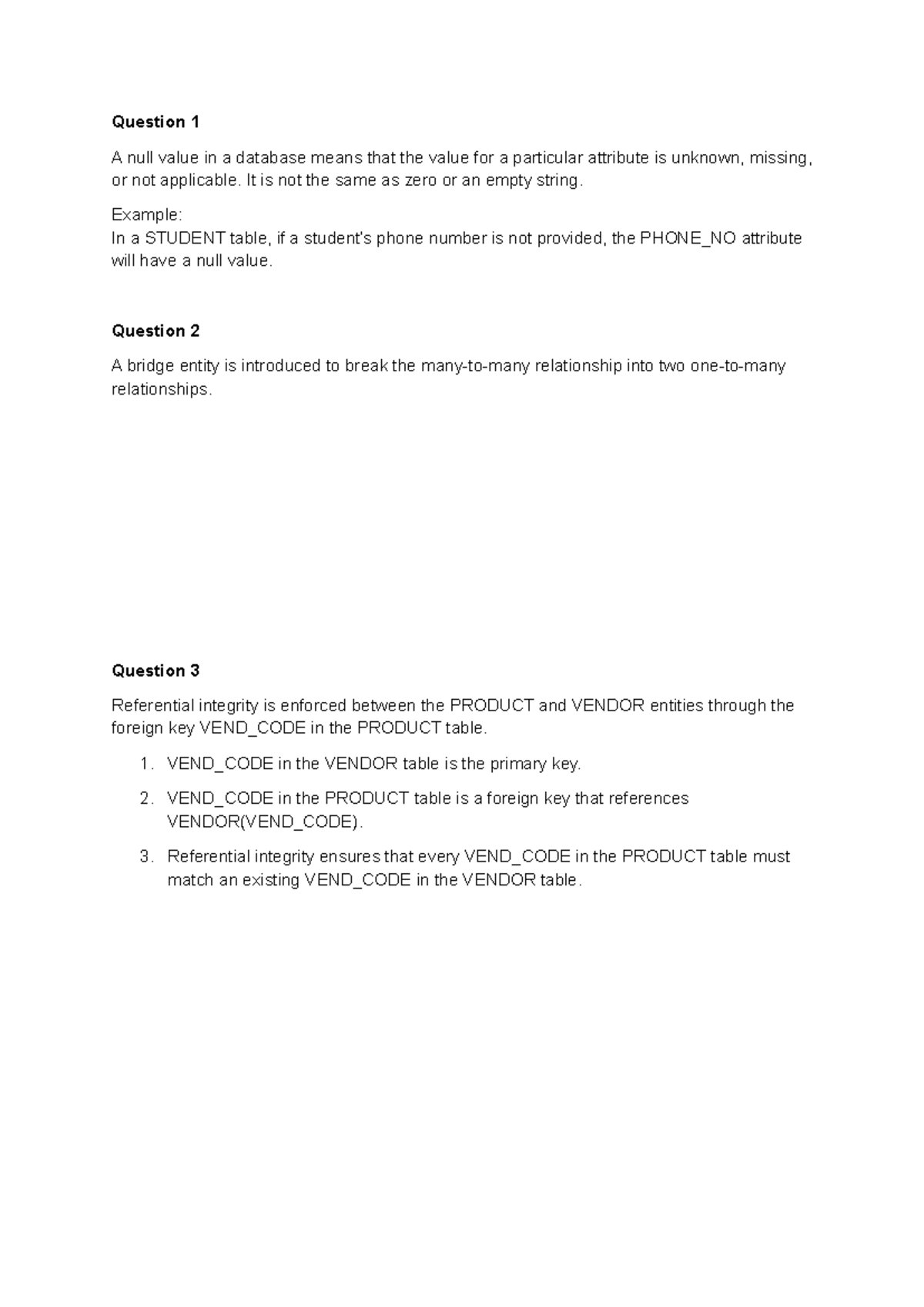 Database Concepts Tutorial: Null Values, Bridge Entities & Referential ...