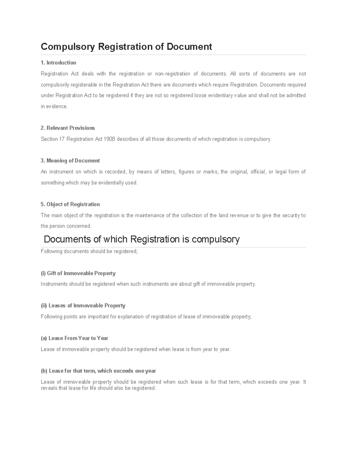 Compulsory Registration of Document - Introduction Registration Act ...
