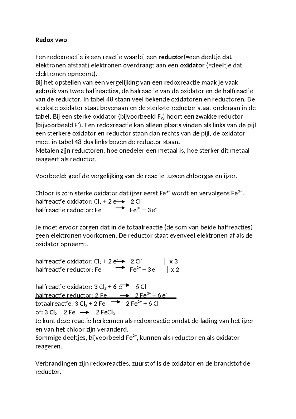 Samenvatting Redoxreacties VWO: Belangrijke Concepten en Voorbeelden ...