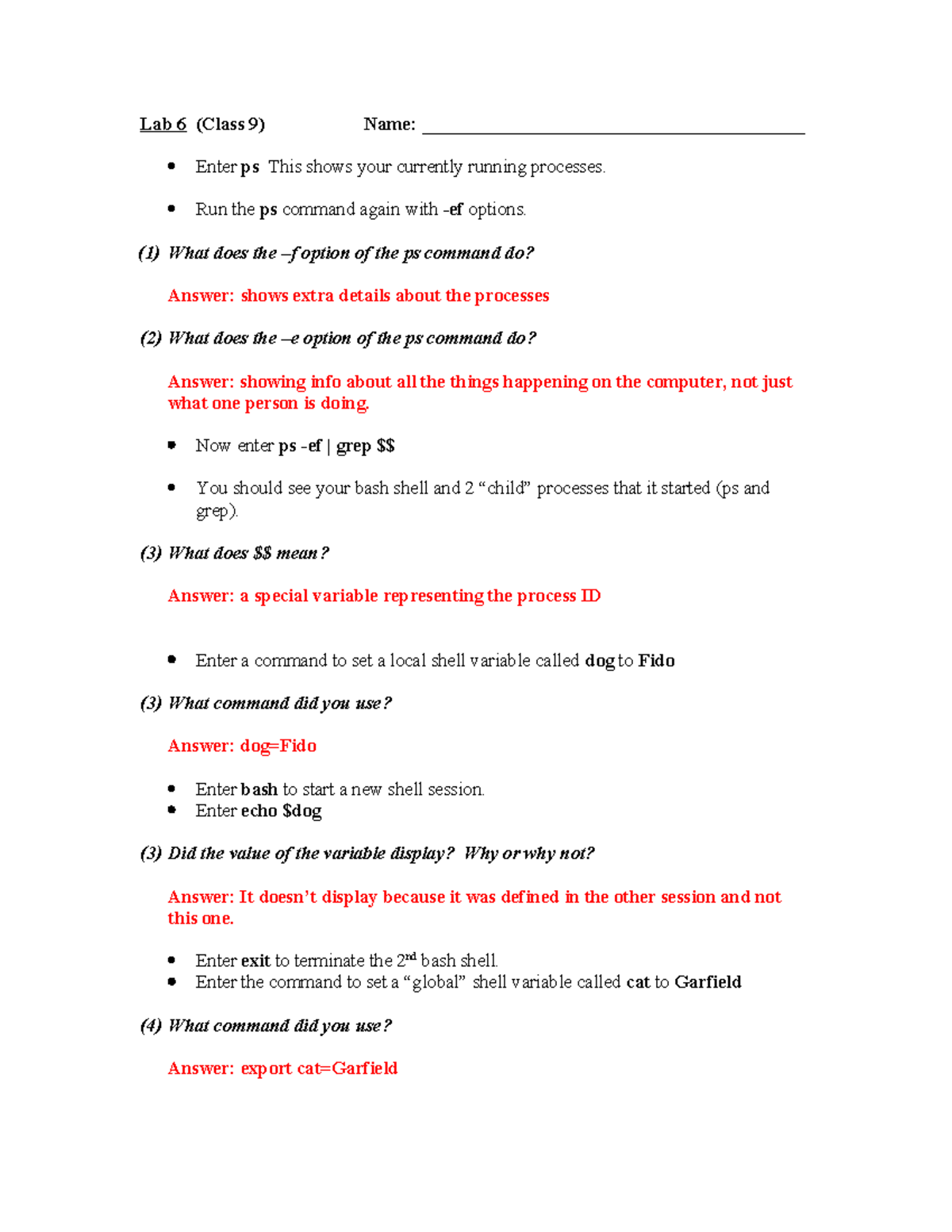 CMSY255 Lab 6: Practical Answers and Shell Command Exercises - Studocu