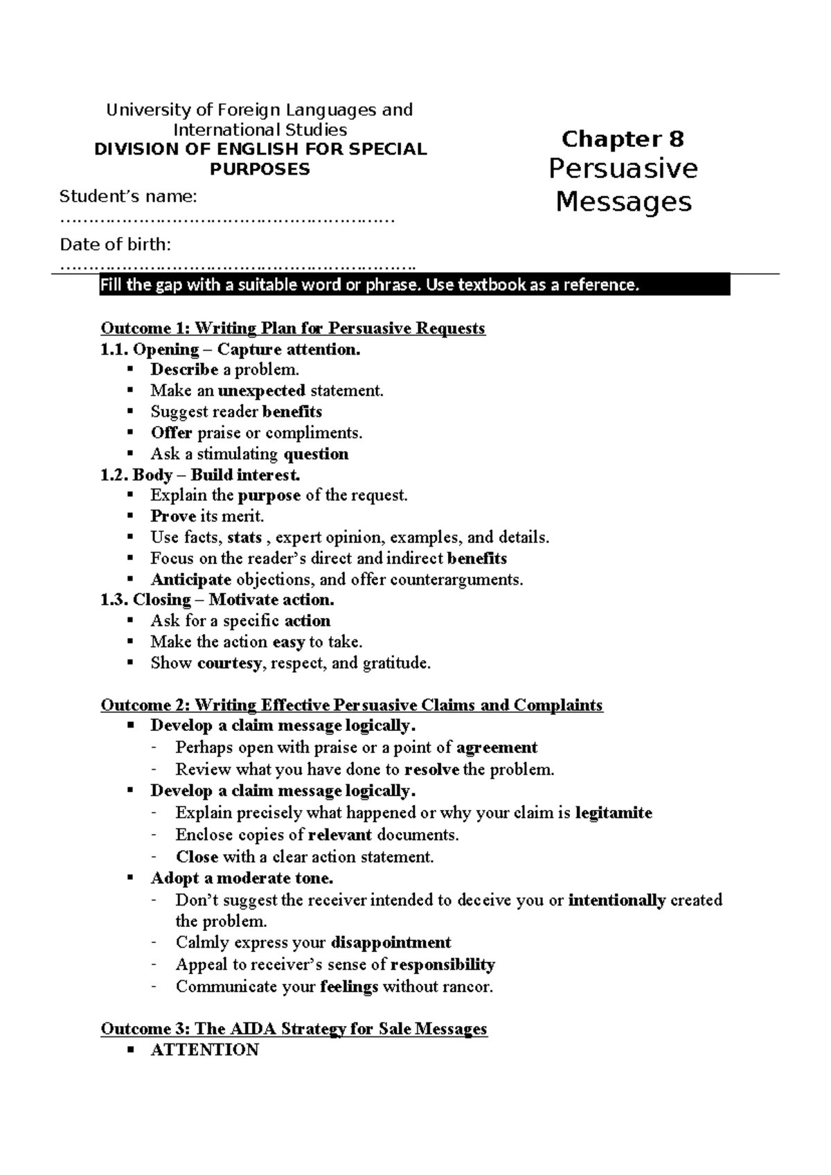 A01 - Lecture Notes: Chapter 12 on Business Presentations - Studocu