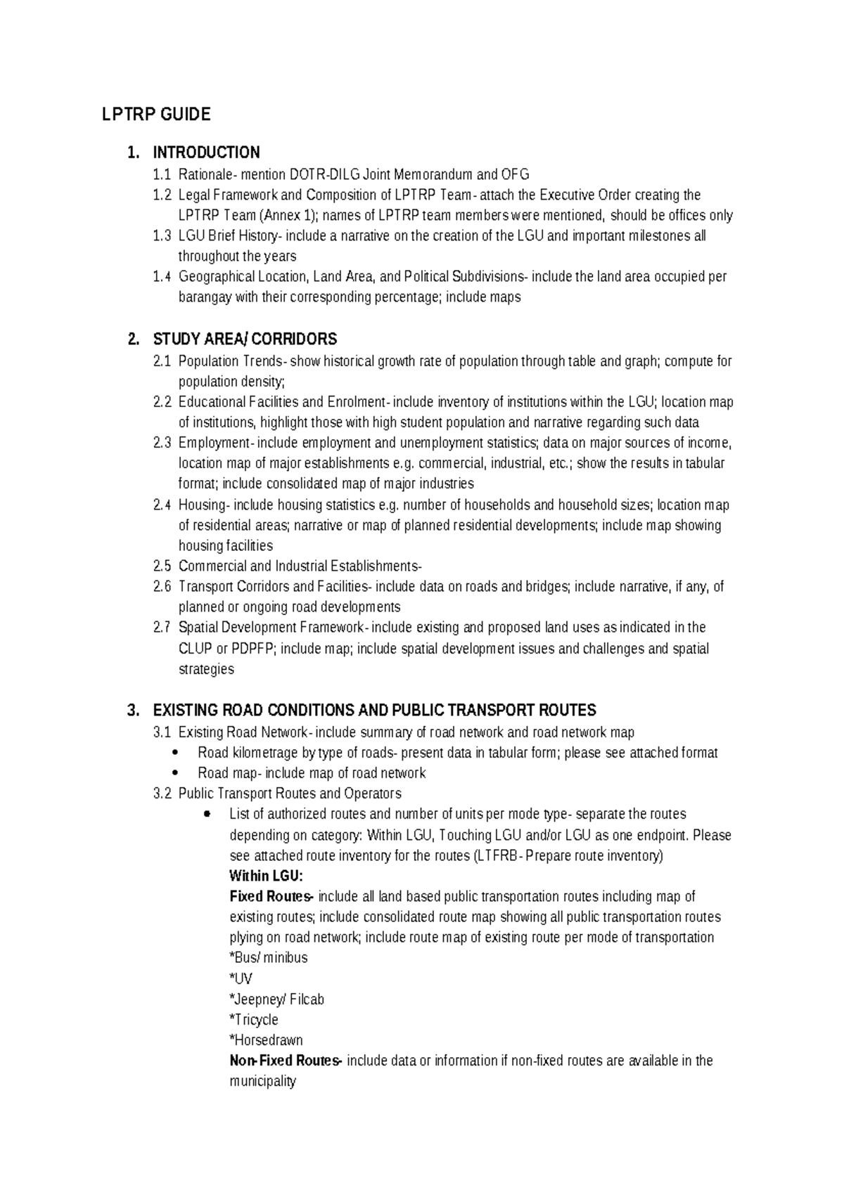 Local Public Transport Route Plan (LPTRP) Comprehensive Guide - Studocu