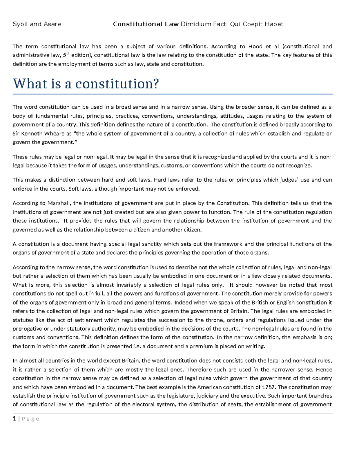 Constitutional Law Notes: Key Concepts and Case Analyses (CL 101) - Studocu