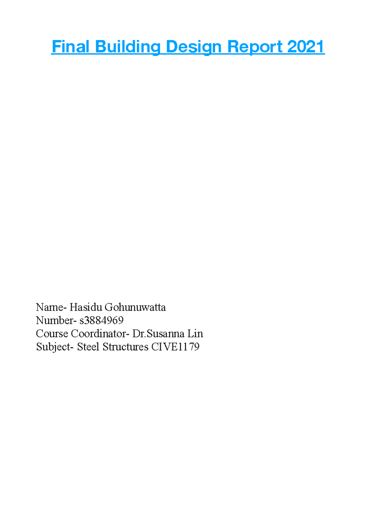Final Building Design Report Hasidu 2021 - Final Building Design Report ...