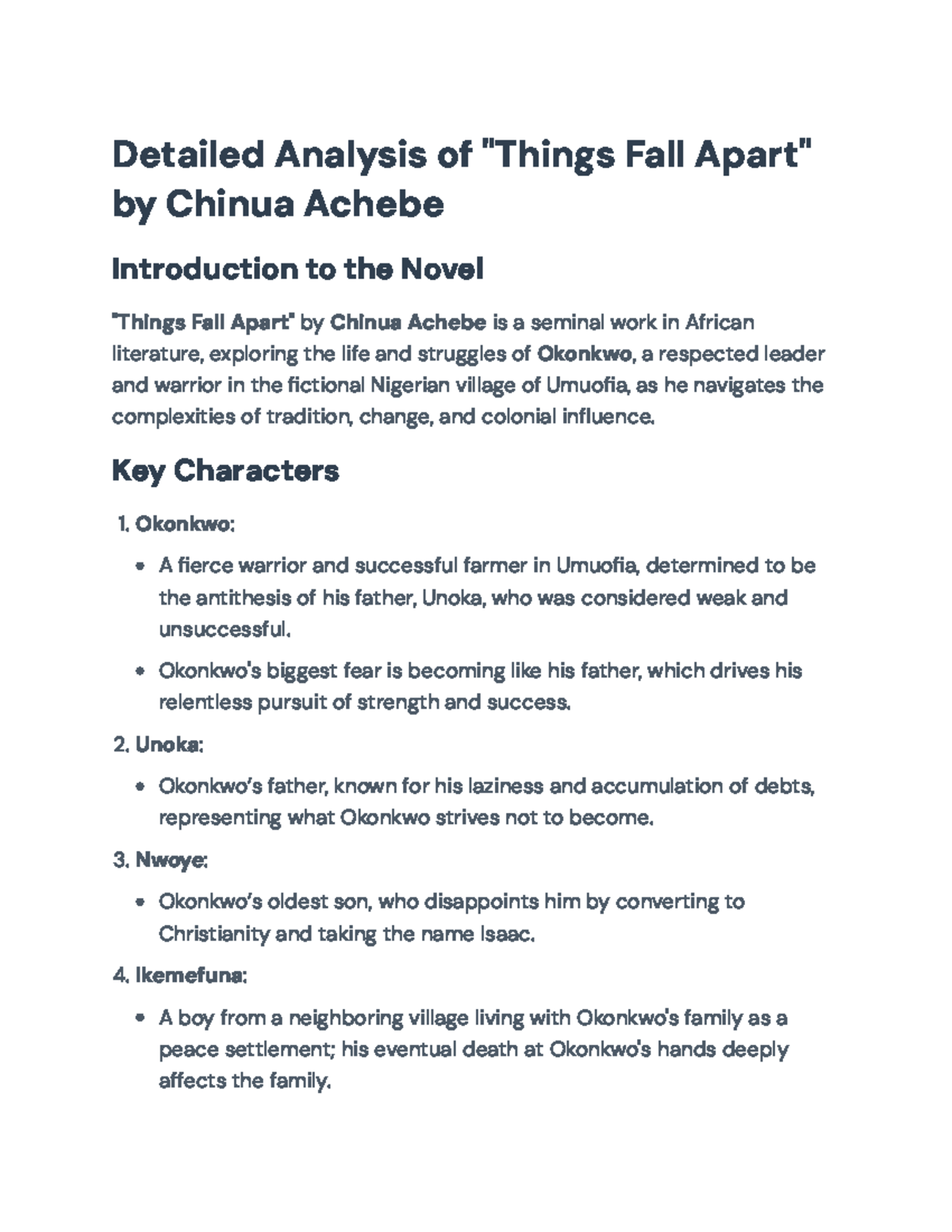 Comprehensive Study Guide on "Things Fall Apart" (ENG101) - Detailed ...