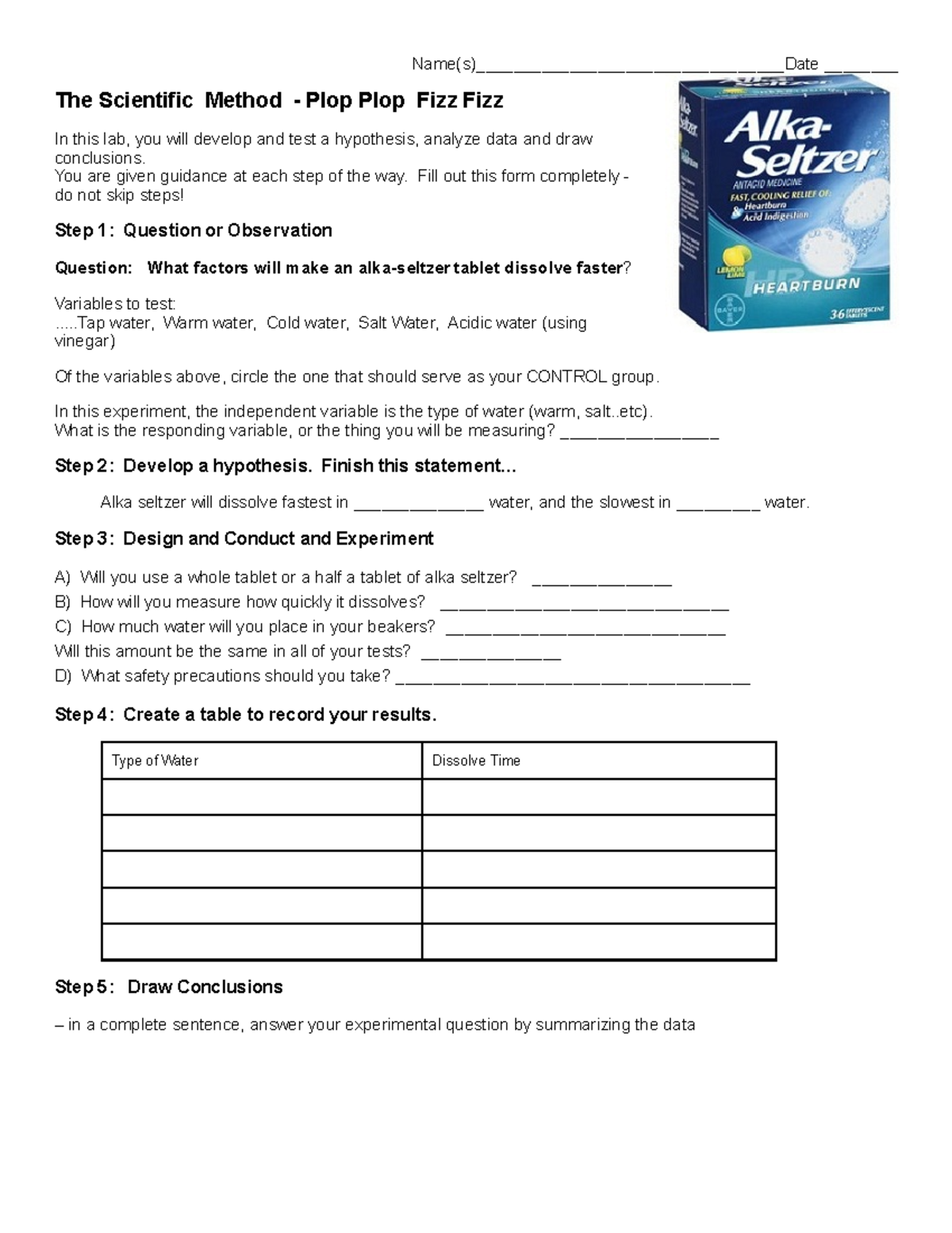 Frankie Lopez - Scientific Method Plop Plop Fizz Fizz - Name(s