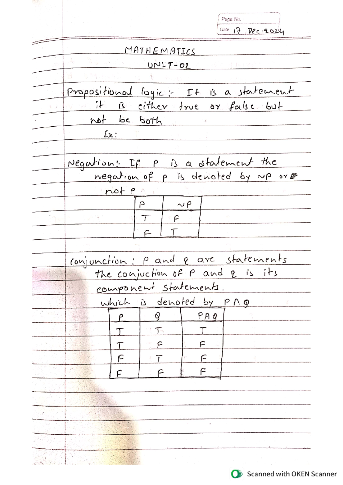 Mathematics Module 2 MCA: Propositional Logic and Truth Tables - Studocu