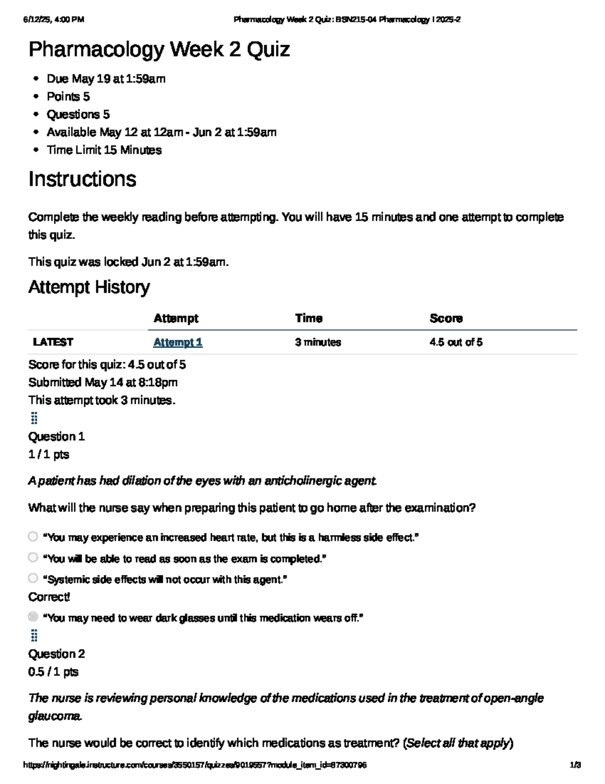 Pharmacology Week 2 Quiz BSN215-04: Key Concepts & Questions - Studocu