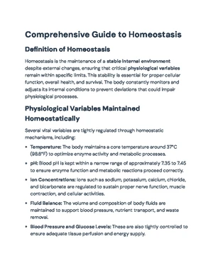 Homeostasis Mechanisms - Study Notes & Assignments - Studocu