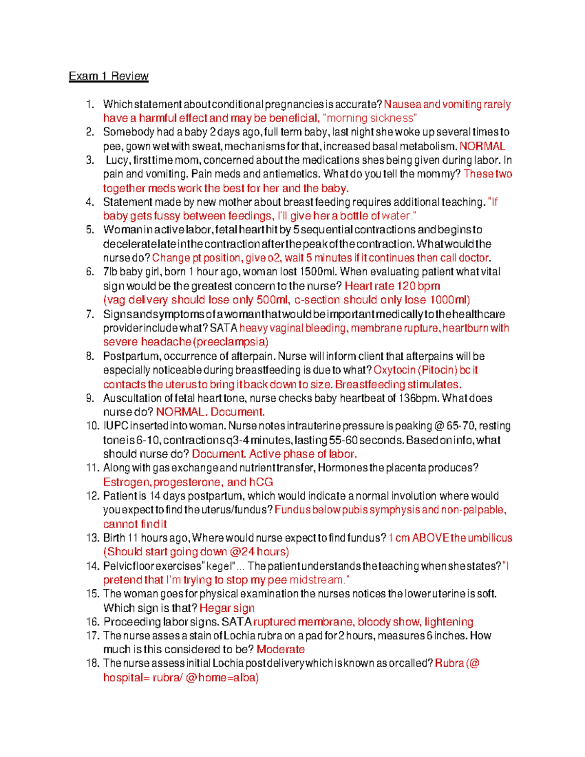 Nursing Exam 1 Review Guide: Key Concepts & Guidelines - Studocu