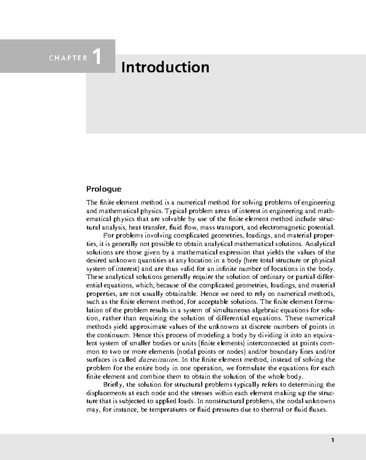 Chapter 1: Introduction to Finite Element Method (FEM) Basics - Studocu