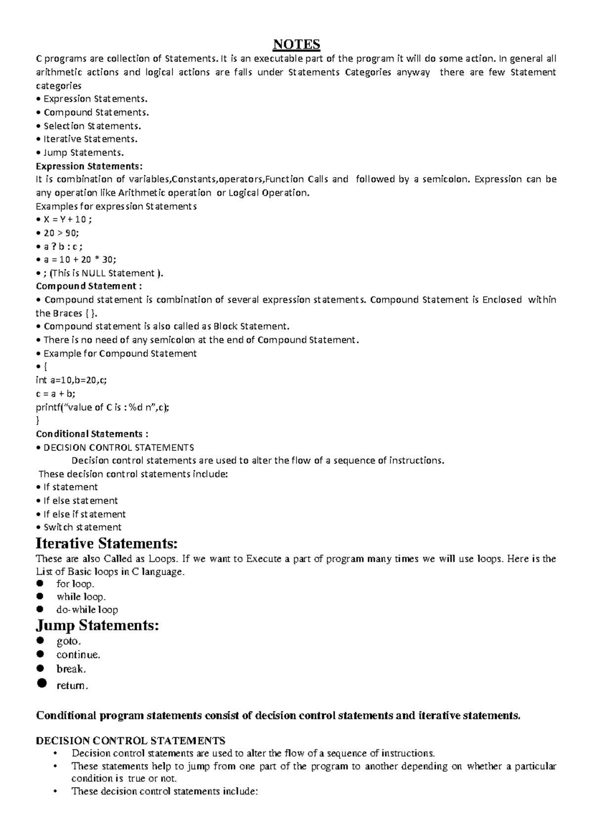 Unit 3: Control Statements, Loops, Functions & Recursion in C ...