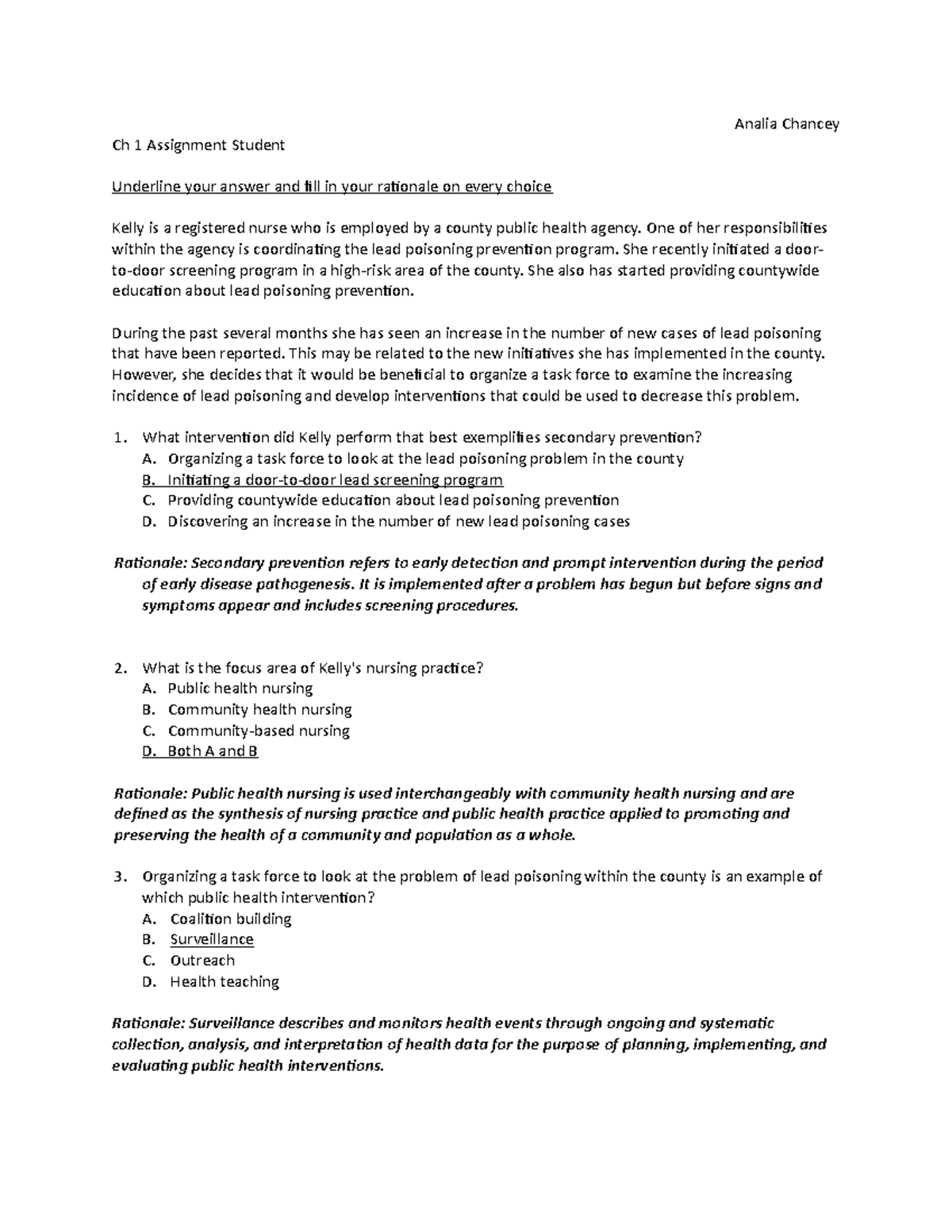 Ch 1 Assignment student - Analia Chancey Ch 1 Assignment Student ...